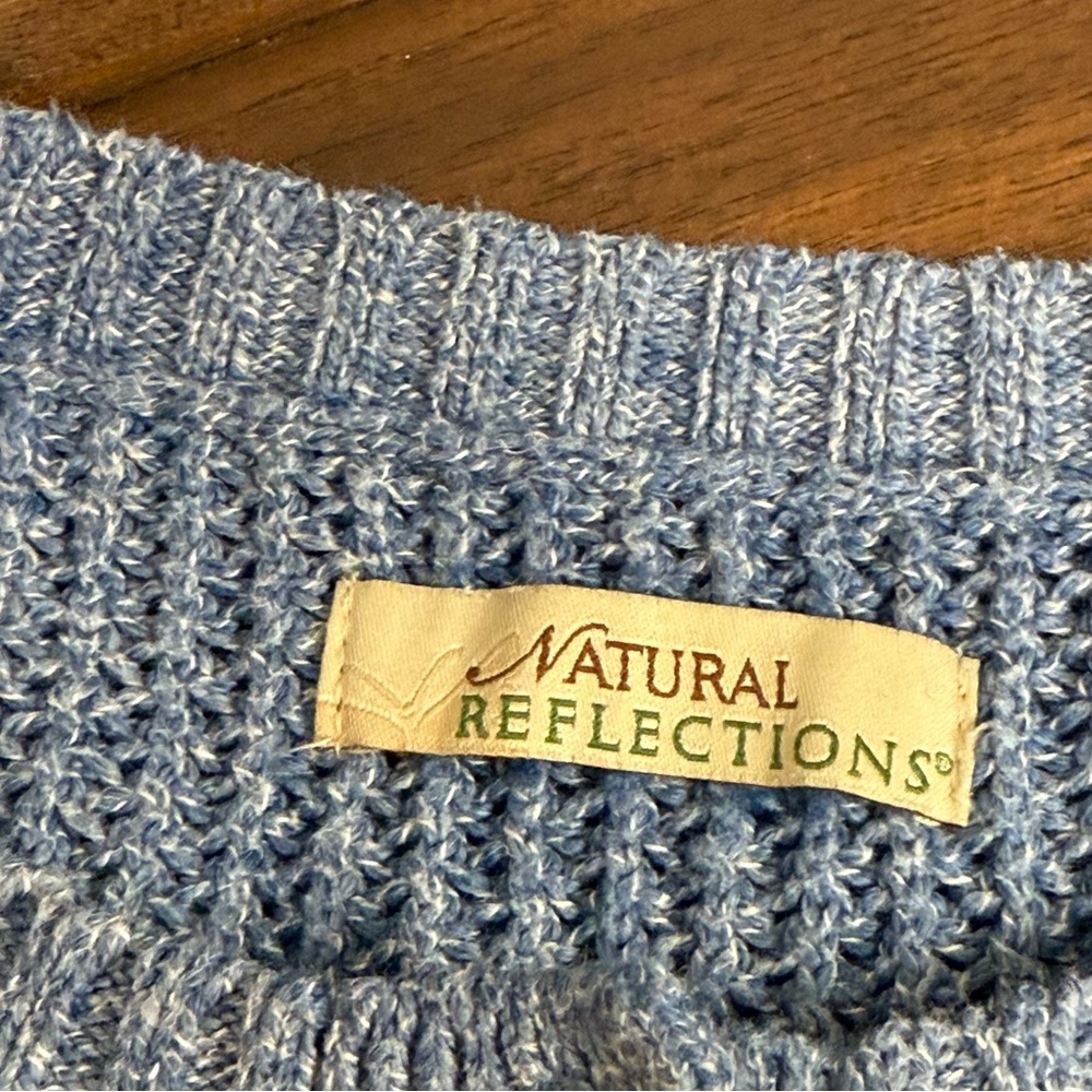 Natural Reflections Blue Knit Button Henley Sweater L Soft Cozy Winter Top - Picture 5 of 8